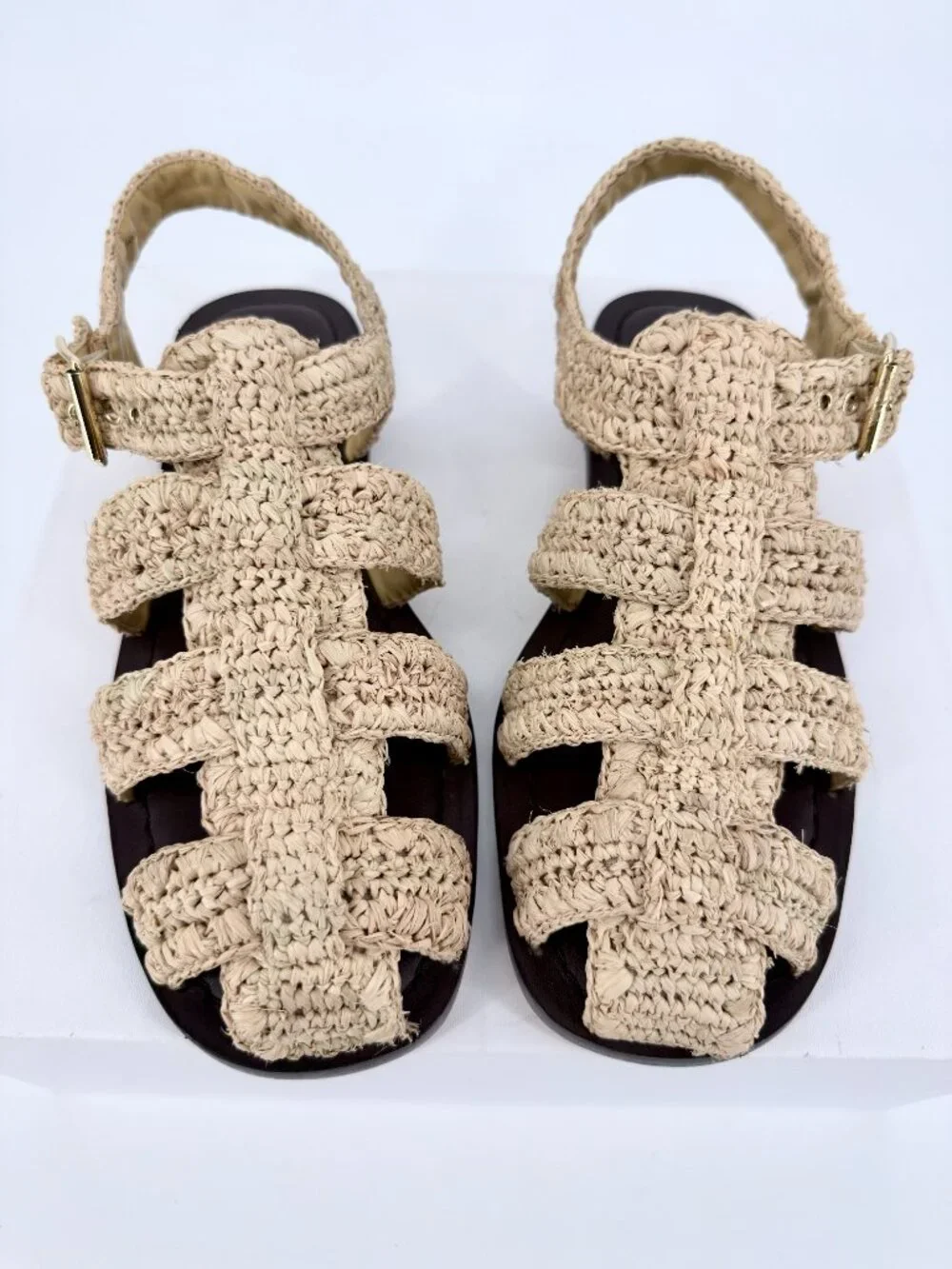 Loeffler Randall Sawyer Raffia Fisherman Sandals 10 NIB Woven Natural